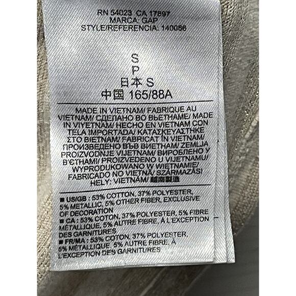 Gap Shirt Womens Small Oatmeal Stripe 3/4 Sleeve Crewneck Metallic Casual Top - Picture 7 of 10